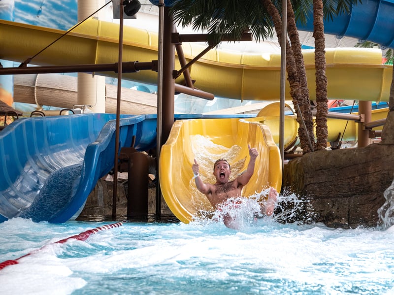 The original waterslides at Sandcastle Waterpark are 40 years old and have been repainted for the anniverary year. Why not take a trip and have some watery fun in tropical conditions?
