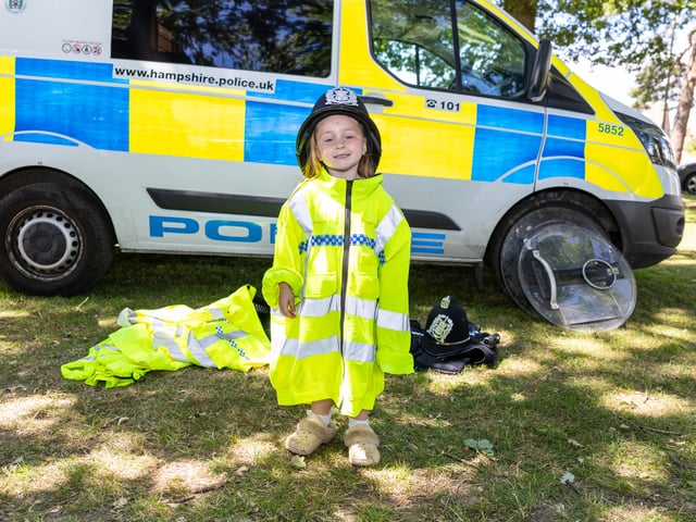 Three-year-old Ivy-Mae dressed as a police officer Picture:Marcin Jedrysiak