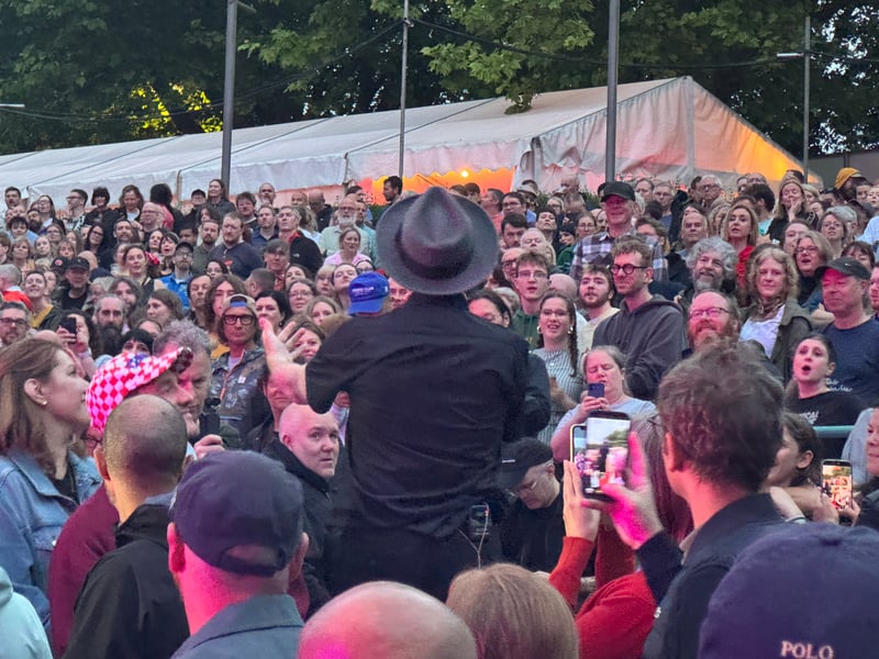 Stuart Murdoch ventures into the crowd on night two in Glasgow.