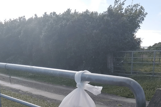 The gift was left hanging on the gate