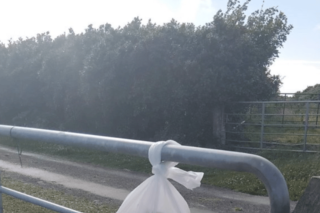 The gift was left hanging on the gate