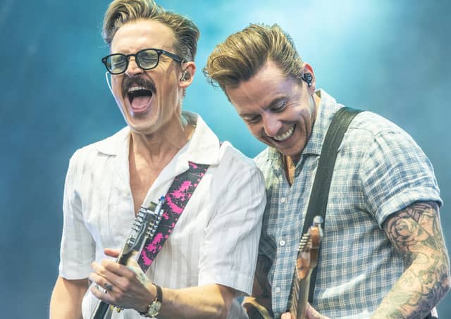 Tom Fletcher and Danny Jones were having a ball on stage