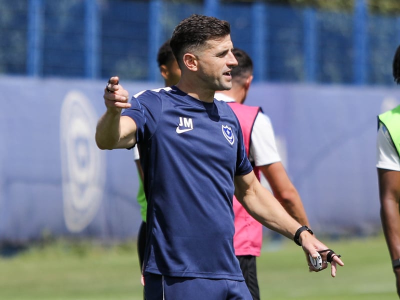 Mousinho was a smily figure as he lead the drills at the club's Hilsea training base.