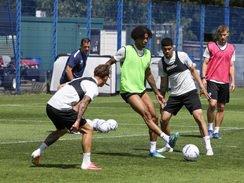 The Pompey squad were put through their paces in the sun.