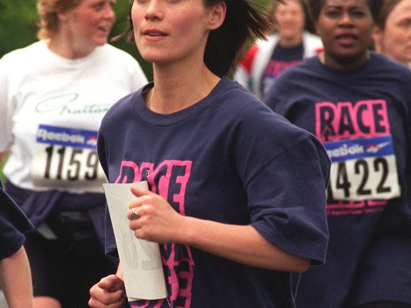 Leah Bracknell, who played Zoe Tate in Emmerdale, pictured during Race for Life in May 1996.