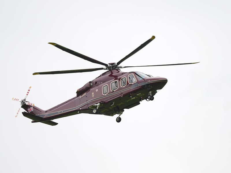 King Charles III arrives in Holyrood in a helicopter