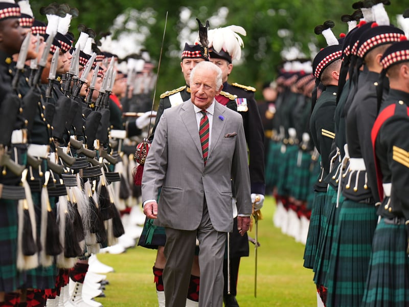 King Charles III inspects the guard of honour