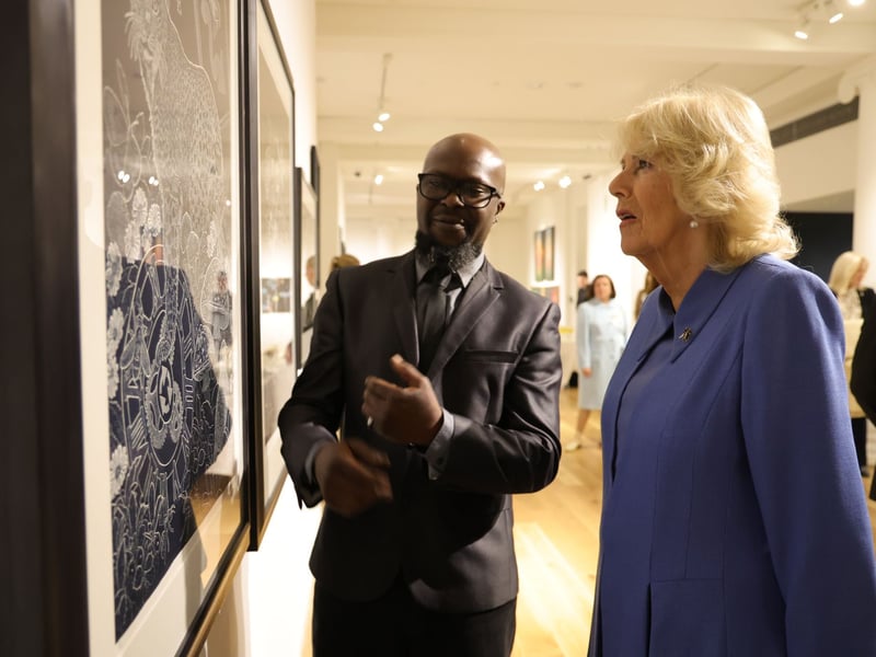 Queen Camilla during her visit to see the exhibition of Chaos and Control, Printmaking in Scotland Now, as part of the bicentenary celebrations for the Royal Scottish Academy