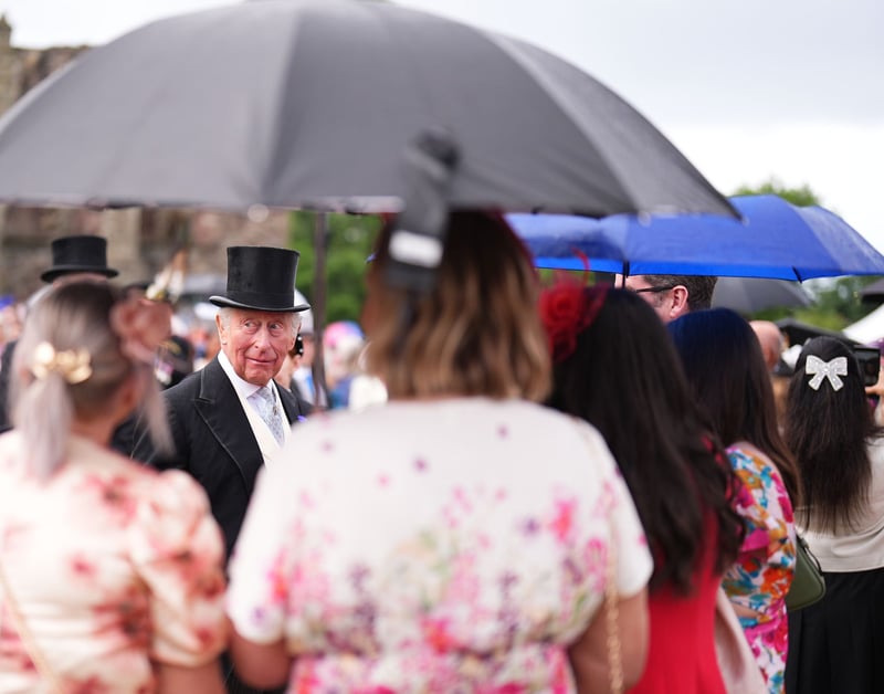 King Charles III during a Garden Party in the gardens of the Palace of Holyroodhouse in Edinburgh, as part of the King's visit to Scotland for Holyrood Week.