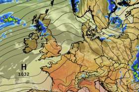 Weather map across the weekend