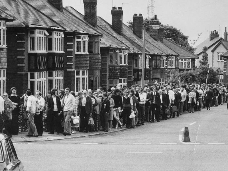 A big queue in Headingley, Leeds, for the Cricket World Cup match between England and Australia on June 18, 1975