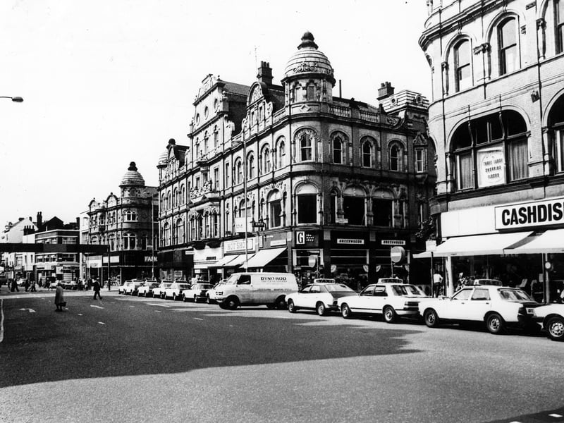 Vicar Lane looking south from the direction of the Eastgate junction towards Kirkgate in February 1982.