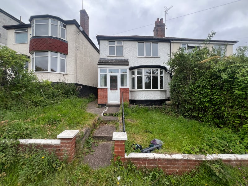 In Erdington, a three-bedroomed, semi-detached house with gardens front and back at 77 Neville Road has a guide price of £69,000+. This freehold property has a porch, hall, two reception rooms and kitchen downstairs, with a landing, three bedrooms and bathroom upstairs, plus gas central heating and double glazing.