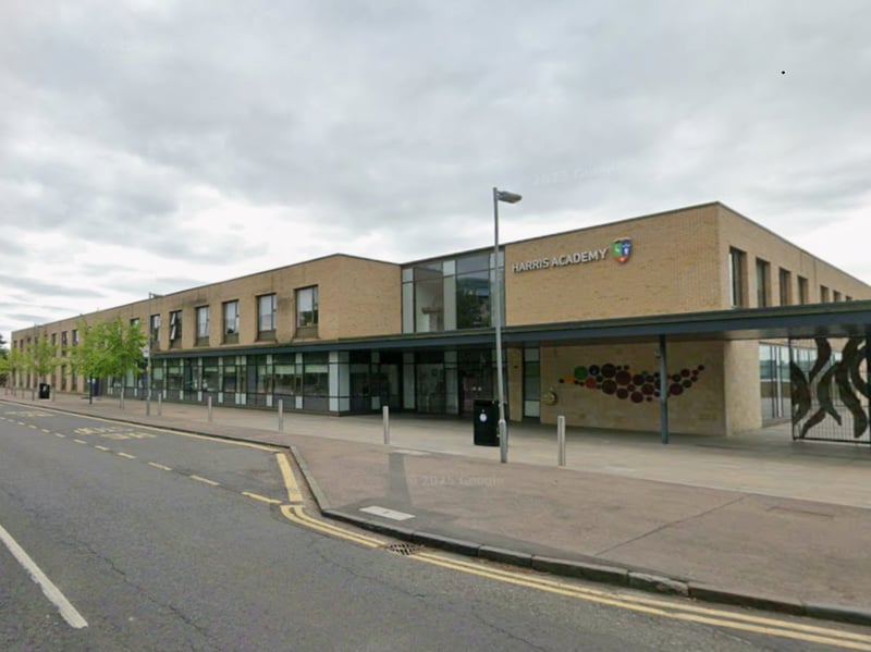 Second spot in Dundee for best exam results goes to Harris Academy, where 40 per cent of pupils bag a minimum of five Highers. 30.8 per cent of the school's 1,399 pupils are classed as 'deprived' by the report.