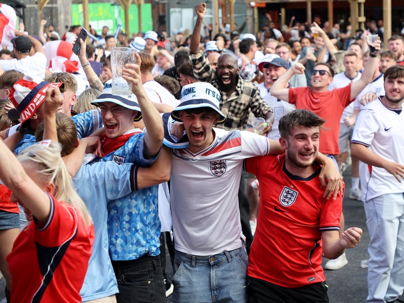 England football fans at Luna Springs in Birmingham, during the England v DR Congo, World Cup 2026 match.  July 1, 2026.  