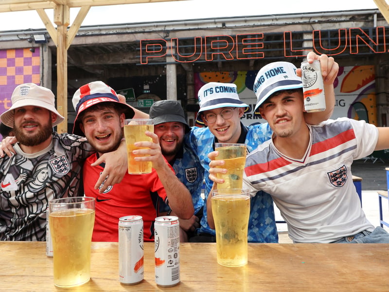 England football fans at Luna Springs in Birmingham, during the England v DR Congo, World Cup 2026 match. July 1, 2026.