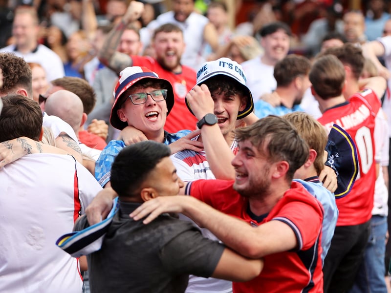  England football fans at Luna Springs in Birmingham, during the England v DR Congo, World Cup 2026 match.  July 1, 2026.  