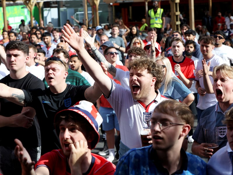 England football fans at Luna Springs in Birmingham, during the England v DR Congo, World Cup 2026 match. July 1, 2026.