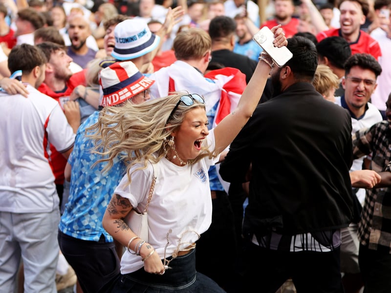 England football fans at Luna Springs in Birmingham, during the England v DR Congo, World Cup 2026 match. July 1, 2026.