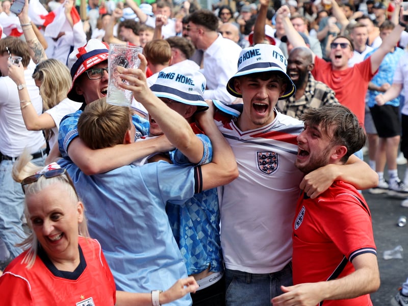 England football fans at Luna Springs in Birmingham, during the England v DR Congo, World Cup 2026 match. July 1, 2026.