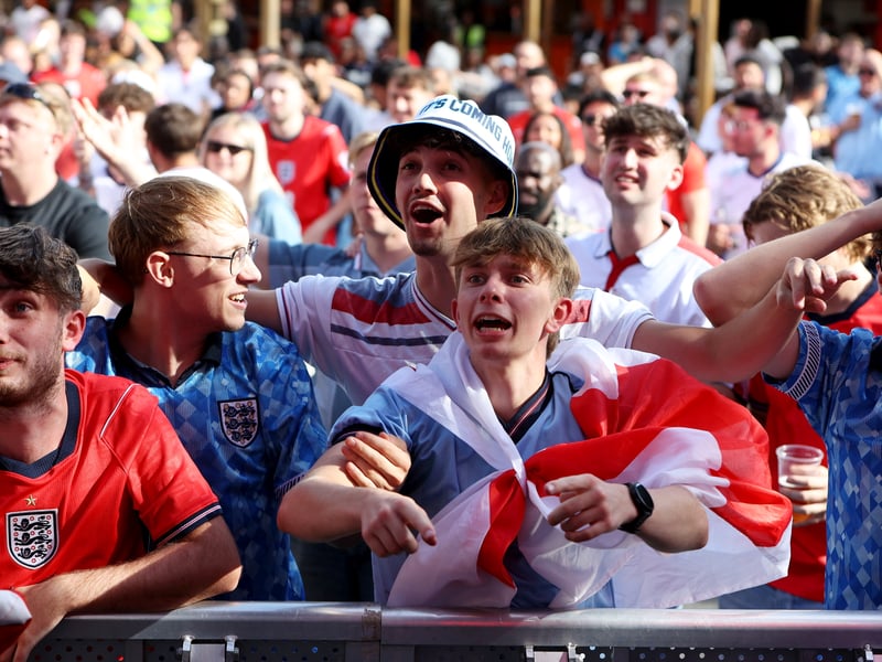England football fans at Luna Springs in Birmingham, during the England v DR Congo, World Cup 2026 match. July 1, 2026.
