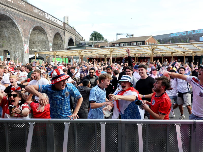England football fans at Luna Springs in Birmingham, during the England v DR Congo, World Cup 2026 match. July 1, 2026.