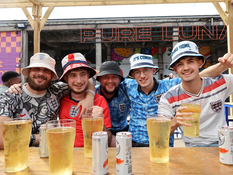 England football fans at Luna Springs in Birmingham, during the England v DR Congo, World Cup 2026 match. July 1, 2026.