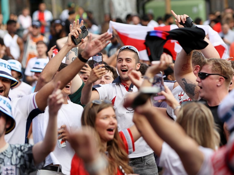 England football fans at Luna Springs in Birmingham, during the England v DR Congo, World Cup 2026 match.  July 1, 2026.  