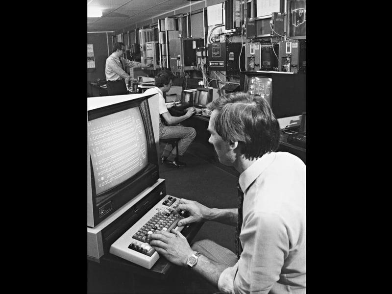 Application Control Electronics in Bilston offered a glimpse of the future when this photograph was taken in March 1983, showing the software facility at its new factory. It captures a period of rapid change in industry, as traditional manufacturing was increasingly joined by electronics and computer technology. Do you remember when computers first appeared in your workplace? What was your first experience of using one, and did you think they would change working life as much as they have?