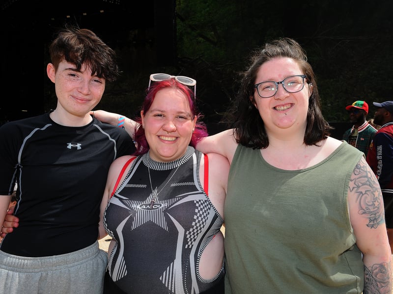 Jason Lythe and Ivy Cheek of Harrogate, and Sarah Edwardson of Leeds at Roundhay Festival on day two