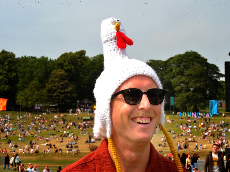 Dec Johnson of Shrewsbury with his hat crocheted by his sister-in -law