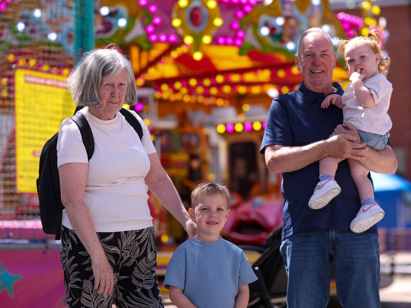 From left, Lynda Lloyd, Grayson, 4, John Evans, and Seren, 18 months. Fareham's Big Weekend, West Street, Fareham
Picture: Chris Moorhouse (040726-49)