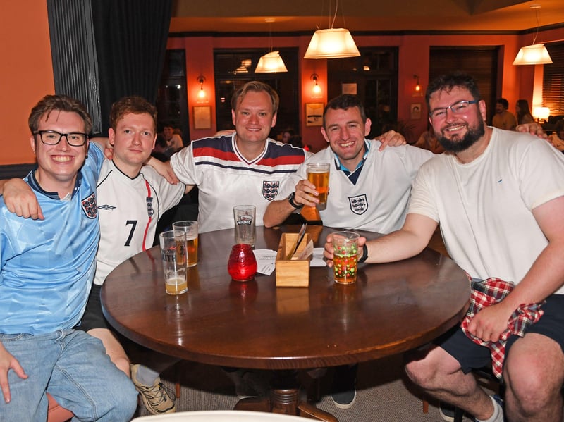 England fans prepare for a late night at the Beck and Call in Leeds ahead of the World Cup clash with Mexico.