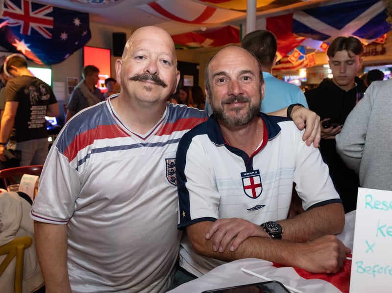 England fans ahead of the game v Mexico at the Lord John Russell on Albert Road, Southsea.