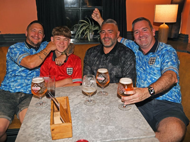 England fans prepare for a late night at the Beck and Call in Leeds ahead of the World Cup clash with Mexico. 