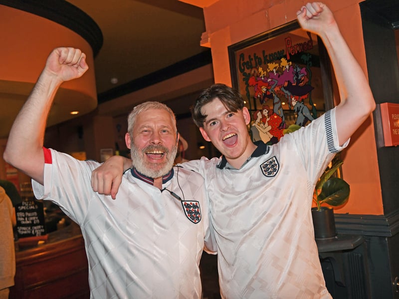 England fans prepare for a late night at the Beck and Call in Leeds ahead of the World Cup clash with Mexico. 