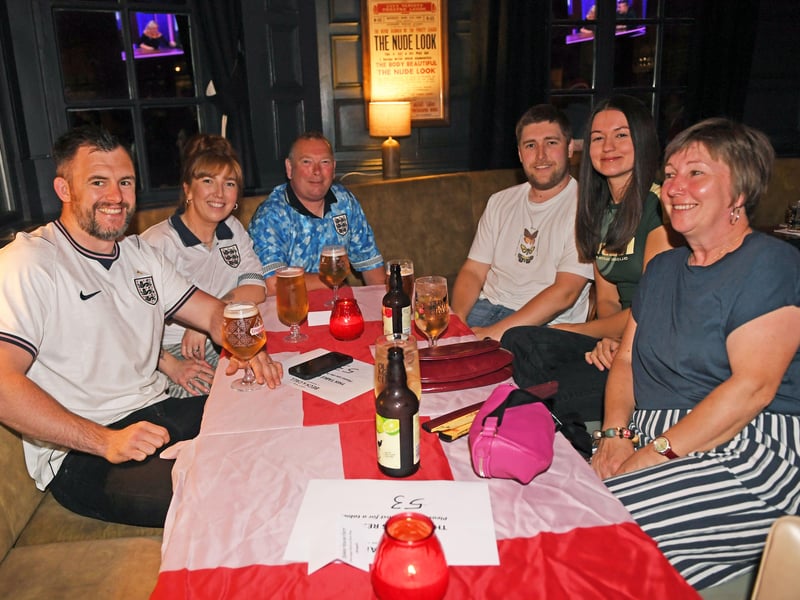 England fans prepare for a late night at the Beck and Call in Leeds ahead of the World Cup clash with Mexico. 