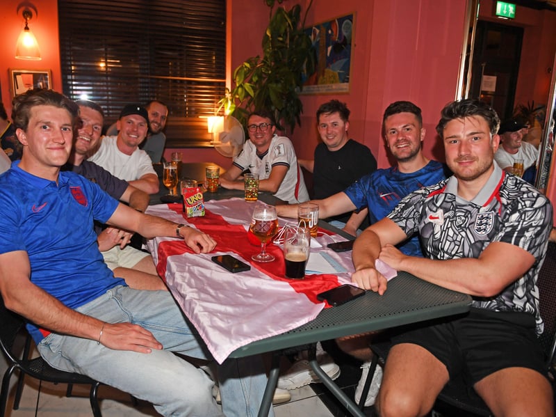 England fans prepare for a late night at the Beck and Call in Leeds ahead of the World Cup clash with Mexico. 