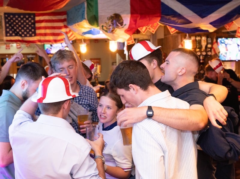 England fans in good voice at the Lord John Russell ahead of the game v Mexico on Monday, July 6.