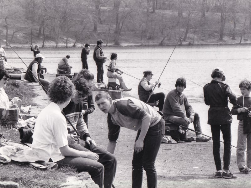 Waterloo Lake proved popular with those fishing at Easter in 1984.