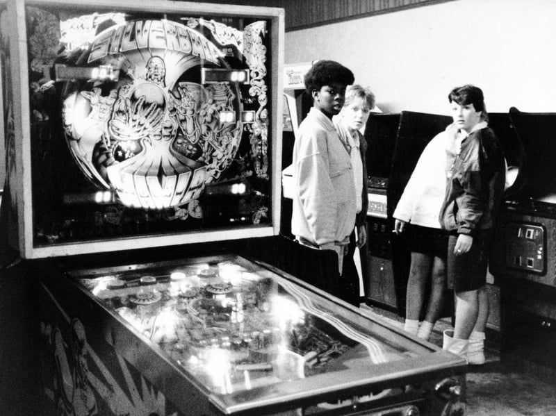 Girls in the Scala arcade, a former bingo hall on Rotherham's Corporation Street, in December 1986