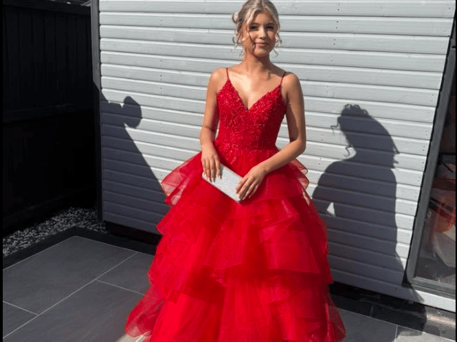 Maddison Gillott celebrates prom night. Picture from Toni Gillott