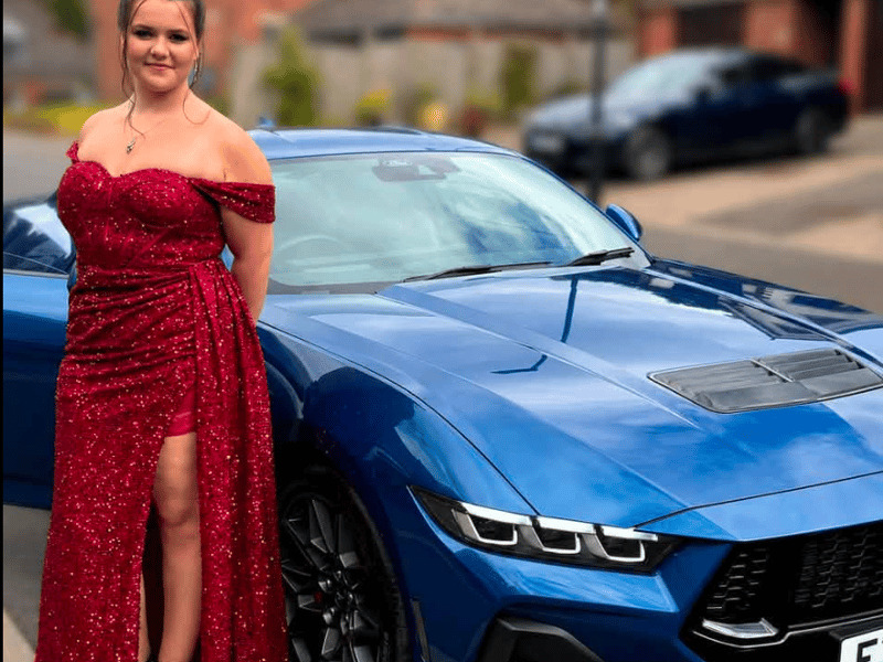 Grace from King Ecgberts School.  Kathryn Caterer commented: "With special thanks to Lookers Ford Sheffield for the Mustang (and chauffeur Charlie!) Absolute superstars for helping surprise Grace with her dream car."