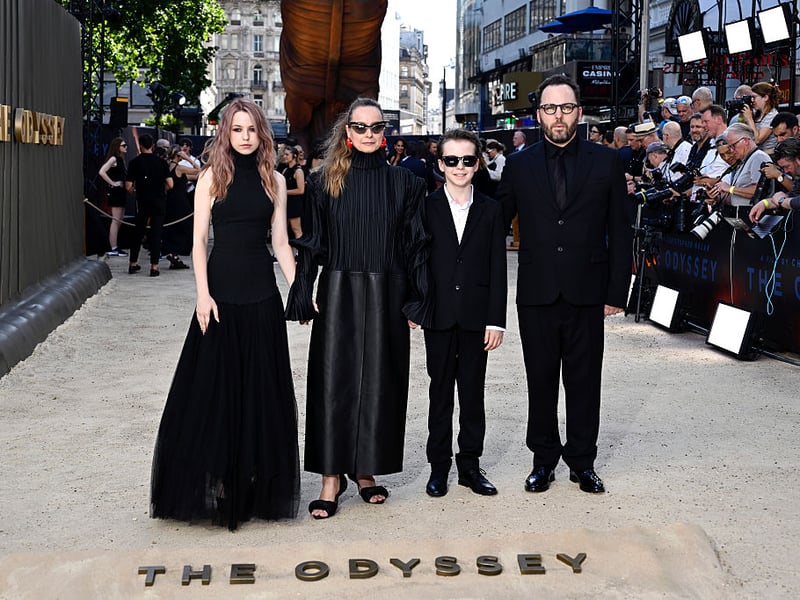 Samantha Moron at the premiere with her family, including film editor husband Harry Holm.