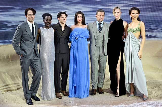 Robert Pattinson, Lupita Nyong'o, Tom Holland, Anne Hathaway, Matt Damon, Charlize Theron and Zendaya at the premiere of 'The Odyssey' in London.