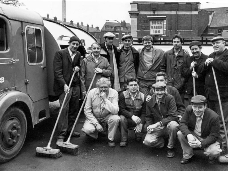 Harehills and Chapeltown clean-sweep team. Back row are the Harehills team, from left, are Ken Williams, Albert Vickers, Stan Ryles, Bernard Ruddock, Preston Binns, Mick Bagnall, Phil Fellowes and Bill Lowry. Front row, from left, are are the Chapeltown team, Alan Rayner, Steve Tate, Jack Brough, Melvyn Unsworth and Frank Collier. The council had recently invested £1 million in the clean-sweep programme.