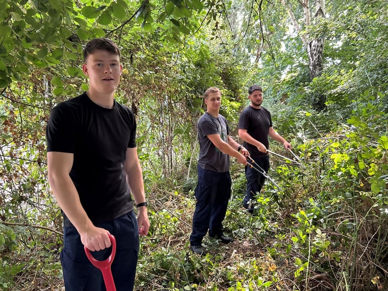 Trainees from HMS Sultan lend a hand at one of six local schools supported during the base's annual INSET Day, as part of HMS Sultan's 70th anniversary celebrations.