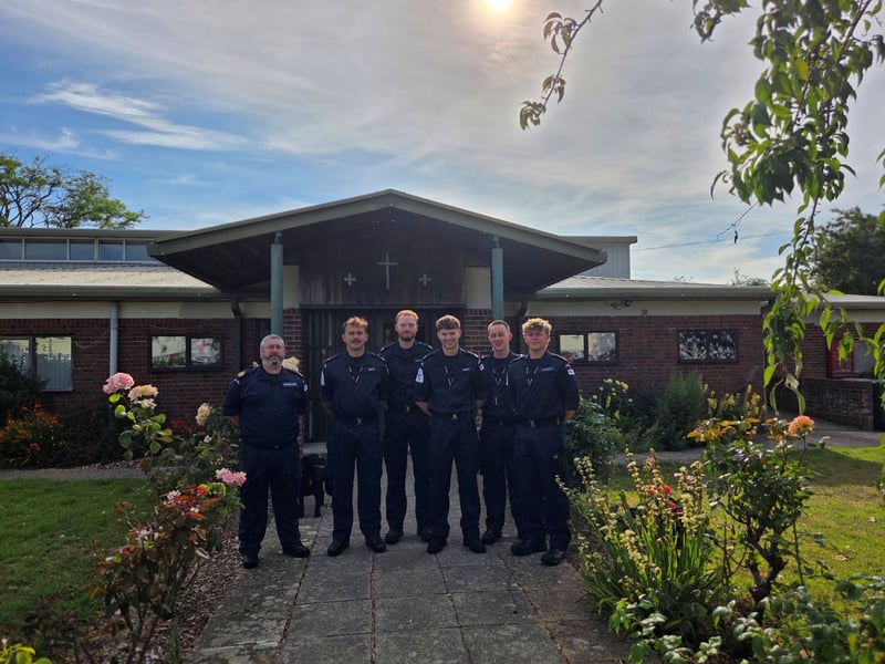 Trainees from HMS Sultan gather after completing community improvement projects at 16 locations across Gosport during the station's annual INSET Day outreach programme. Pictured at St Matthew's Church.