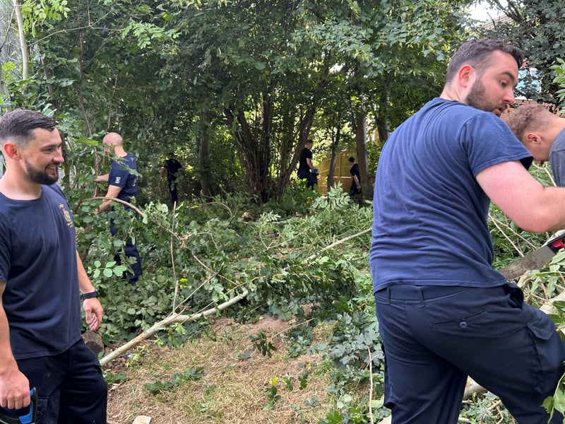 Trainees from HMS Sultan lend a hand at one of six local schools supported during the base's annual INSET Day, as part of HMS Sultan's 70th anniversary celebrations.