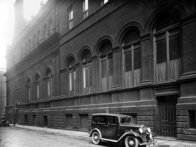 Education offices looking from Alexander Street. Car can be seen be seen parked on roadside.  Pictured in December 1936.